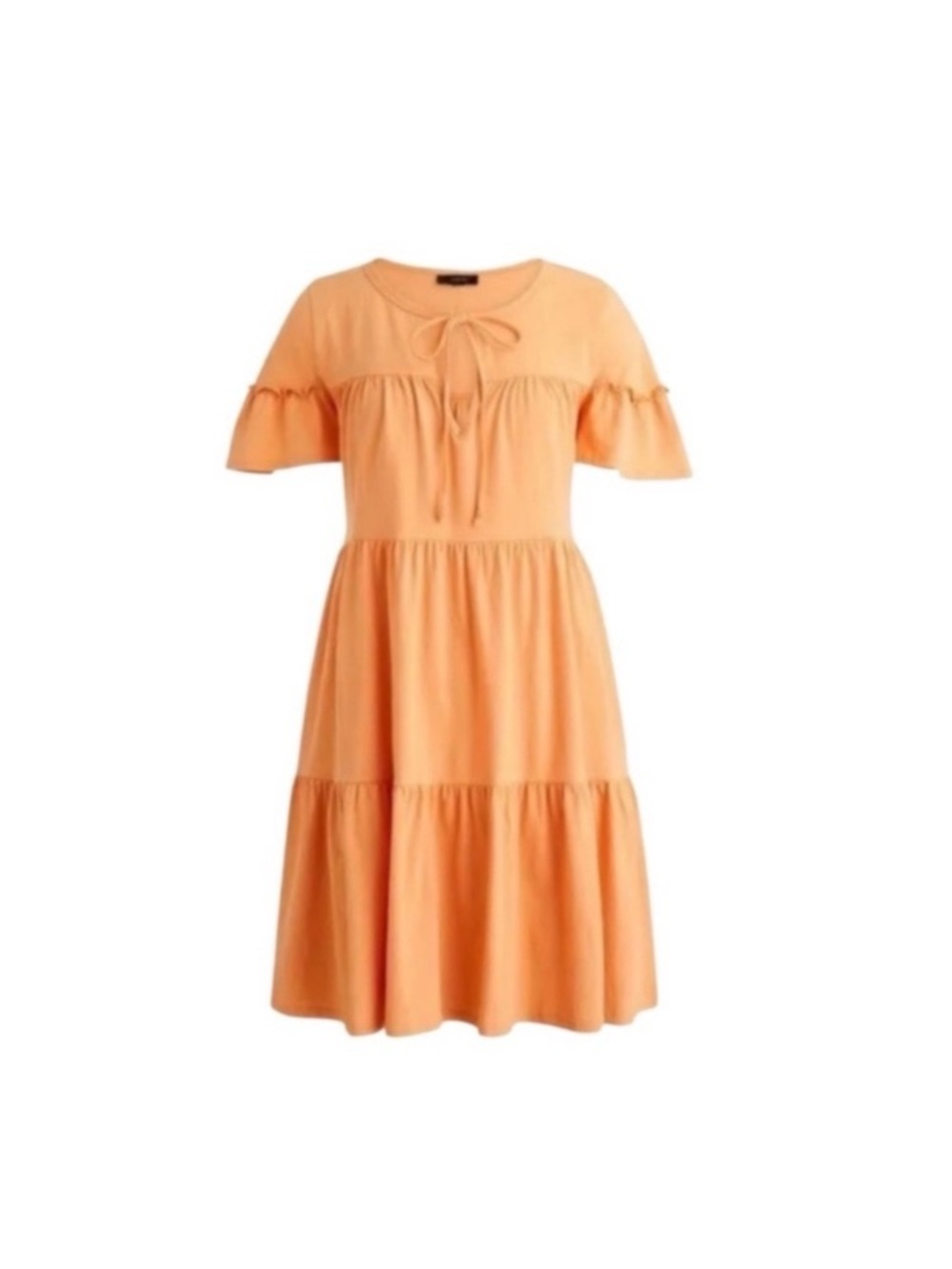 J. Crew Orange Short Sleeve Cotton Tiered Mini Dress size S